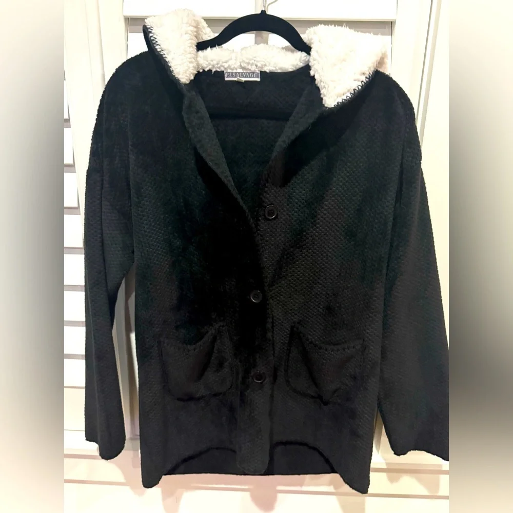 Sherpa Hooded Blazer/ Cardigan Jacket - PJ Salvage Ultra Soft - size Small